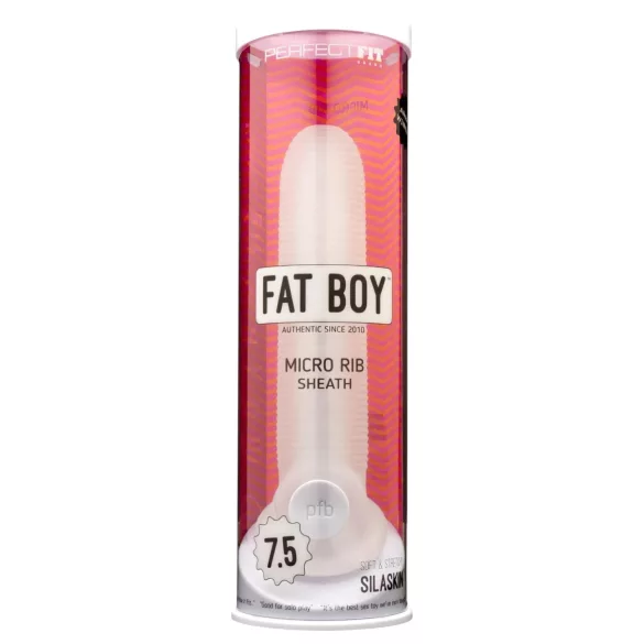 Perfect Fit - Fat Boy Micro Ribbed - péniszköpeny (19 cm, fehér)