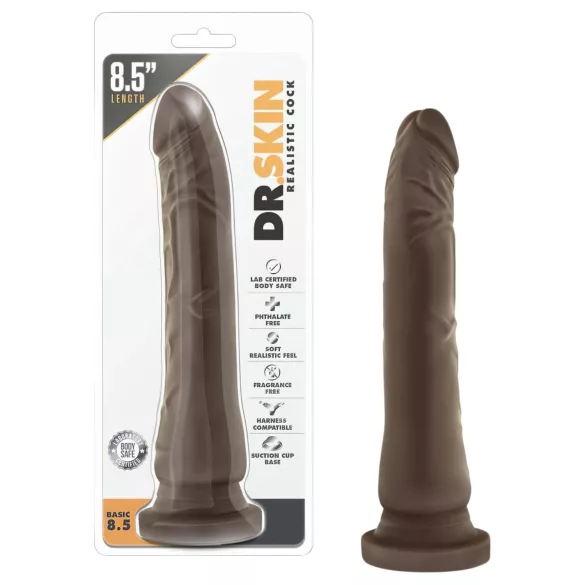 Dr. Skin 8,5 - tapadókorongos élethű dildó (barna, 20,5 cm)