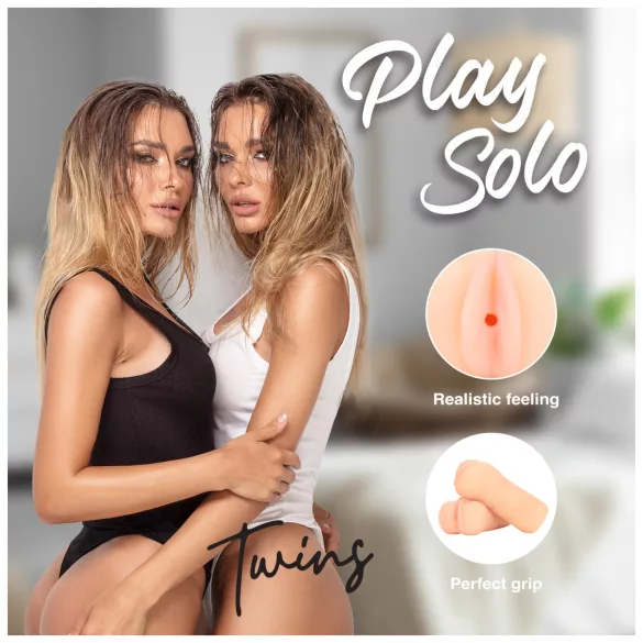 S-Line Twins - élethű műpunci, maszturbátor férfiaknak (testszínű) - 2 db