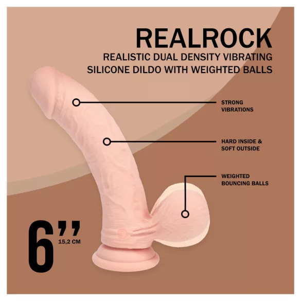 RealRock - dupla sűrűségű élethű vibrátor (testszínű) - 15 cm