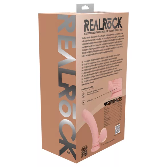 RealRock - dupla sűrűségű élethű vibrátor (testszínű) - 18 cm
