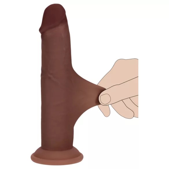 RealRock - dupla sűrűségű élethű dildó (barna, 15,5 cm)