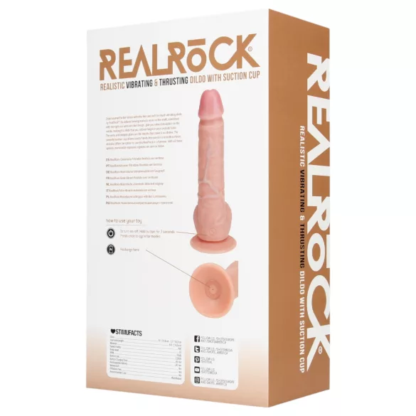 RealRock - tapadókorongos lökő vibrátor - natúr (20,5cm)