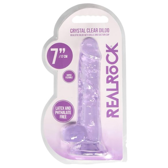 REALROCK - átlátszó élethű dildó - lila (17cm)