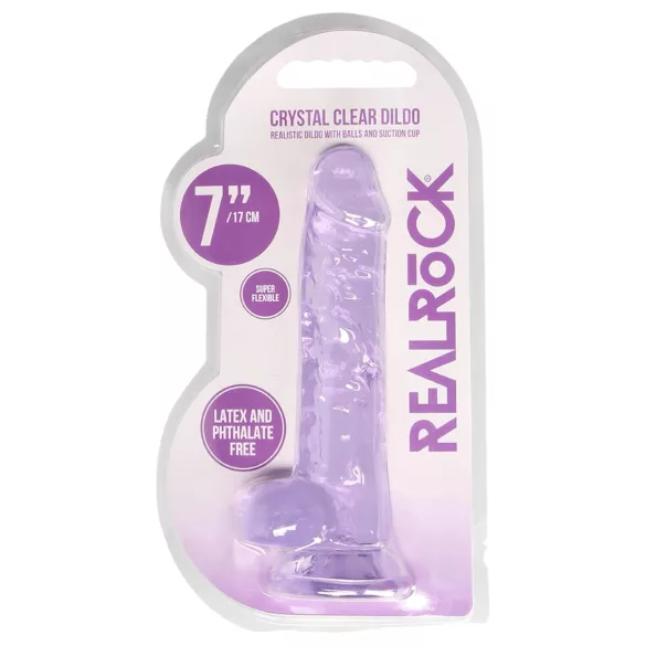 RealRock - átlátszó élethű dildó - lila (17cm)
