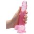 REALROCK - átlátszó élethű dildó - pink (19cm)