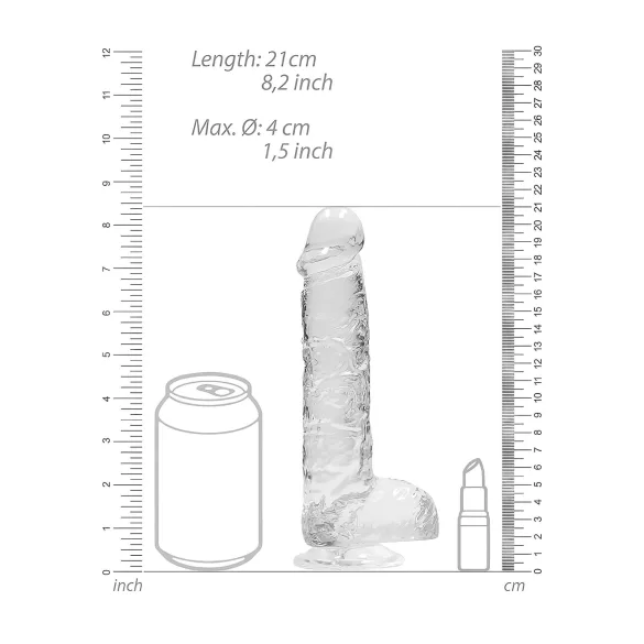 RealRock - átlátszó élethű dildó - átlátszó (19cm)