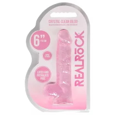 RealRock - átlátszó élethű dildó (pink, 15 cm)