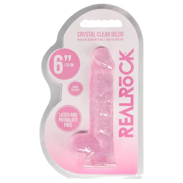 RealRock - átlátszó élethű dildó - pink (15cm)