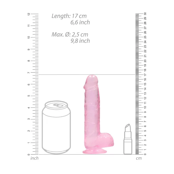 RealRock - átlátszó élethű dildó - pink (15cm)
