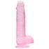 REALROCK - átlátszó élethű dildó - pink (15cm)