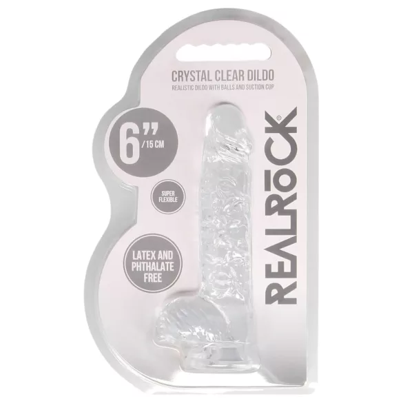 RealRock - átlátszó élethű dildó - átlátszó (15cm)