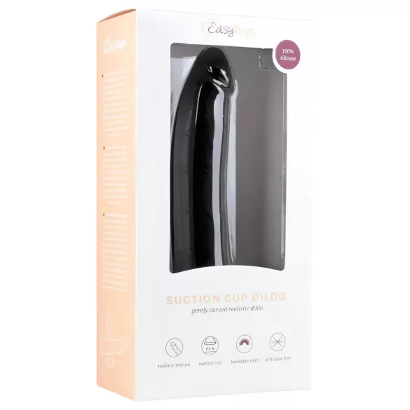 Easytoys - tapadókorongos 100% szilikon dildó (21cm) - fekete