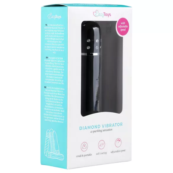 EasyToys Diamond Curved - mini rúd vibrátor (fekete)