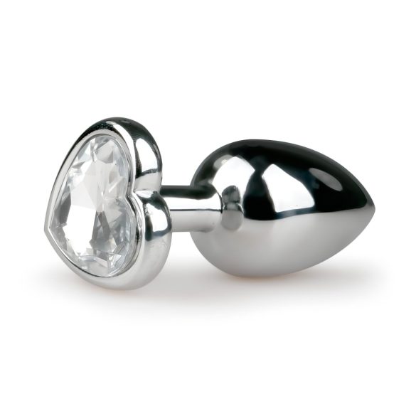 Easytoys Metal No.2 - anál plug szíves kővel (ezüst-fehér)