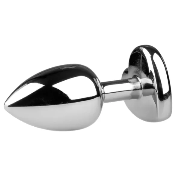 Easytoys Metal No.2 - anál plug szíves kővel (ezüst-fehér)