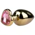Easytoys Metal No.8 - anál plug szíves talppal - arany-pink (3,5cm)