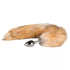   Easytoys Fox NO1 - fém anál plug rókafarokkal (ezüst-vörös)