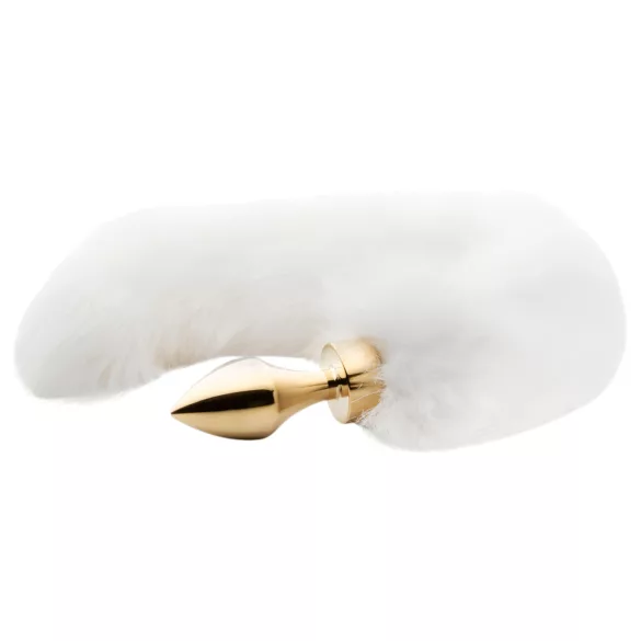 Easytoys Fox NO13 - fém butt plug rókafarokkal (arany-fehér)