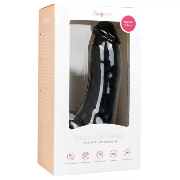 Easytoys - tapadókorongos, herés dildó (20cm) - fekete