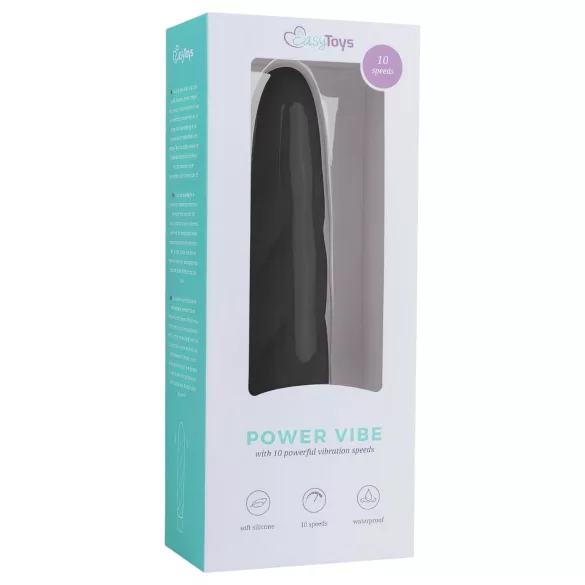 EasyToys Power Vibe - csavart szilikon rúd vibrátor (fekete)