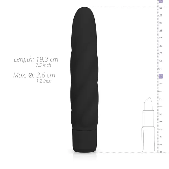 EasyToys Power Vibe - csavart szilikon rúd vibrátor (fekete)