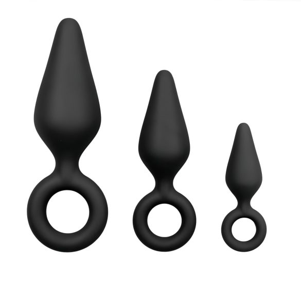 Easytoys - gyűrűs anál plug szett - 3db (fekete)