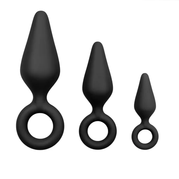 Easytoys - gyűrűs anál plug szett - 3db (fekete)