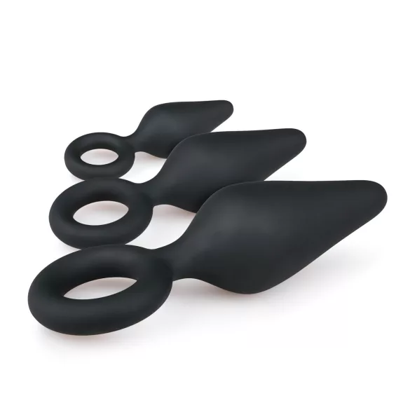 Easytoys - gyűrűs anál plug szett - 3db (fekete)
