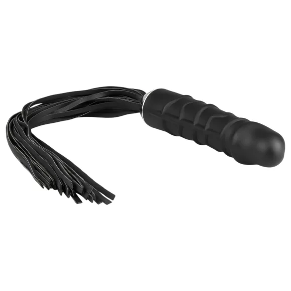EasyToys Flogger - korbács és szilikon dildó egyben (fekete)