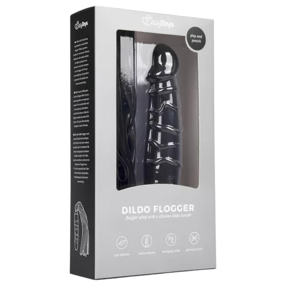 EasyToys Flogger - korbács és szilikon dildó egyben (fekete)