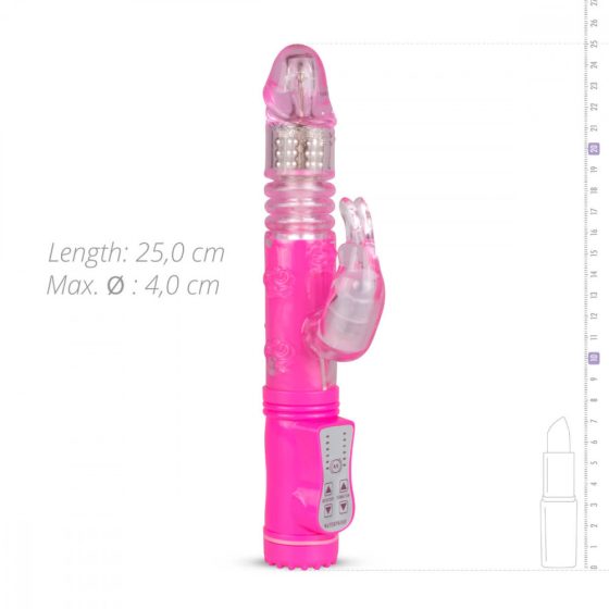 Easytoys - forgógyöngyös, lökő, csiklókaros vibrátor (pink)