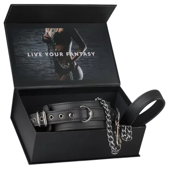 EasyToys - fétis nyakörv és póráz, bondage szett (fekete)