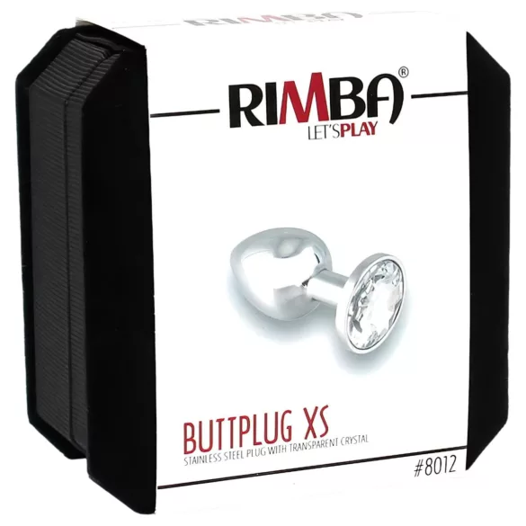 Rimba XS - átlátszó köves, fém butt plug (ezüst)