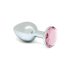 Rimba XS - pink köves, fém anál plug (ezüst)