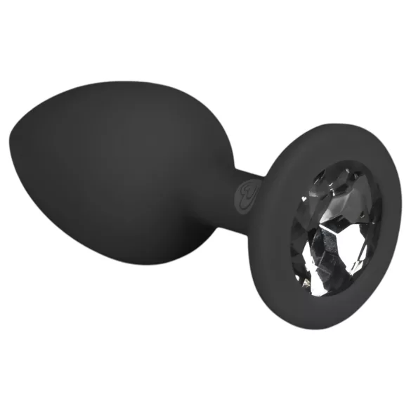 Easytoys Diamond - fehér köves anál plug (kicsi) - fekete