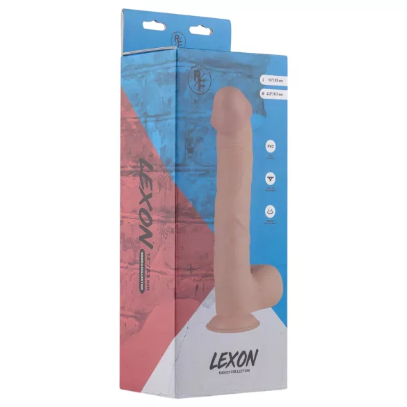 Real Fantasy Lexon - testszínű herés élethű dildó (33 cm)
