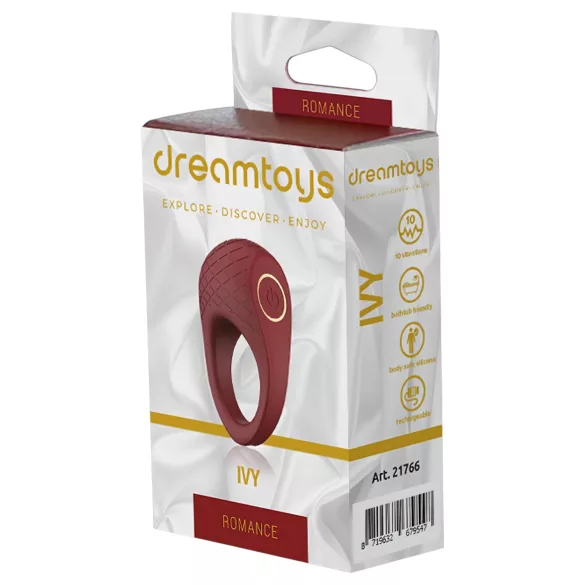 Dreamtoys Ivy - rezgő péniszgyűrű (bordó)