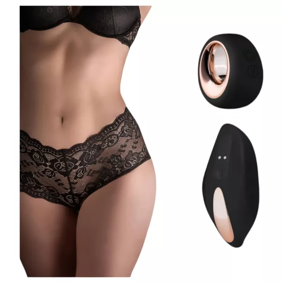 Pantyrebel - fekete akkus, rádiós francia bugyivibrátor nőknek (S-L)
