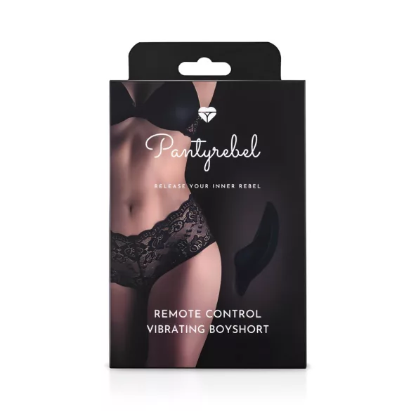 Pantyrebel - fekete akkus, rádiós francia bugyivibrátor nőknek (S-L)