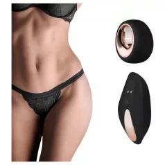   Pantyrebel - fekete akkus, rádiós tanga vibrátor nőknek (S-L)
