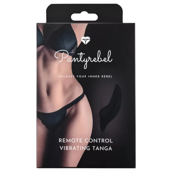 Pantyrebel - fekete akkus, rádiós tanga vibrátor nőknek (S-L)
