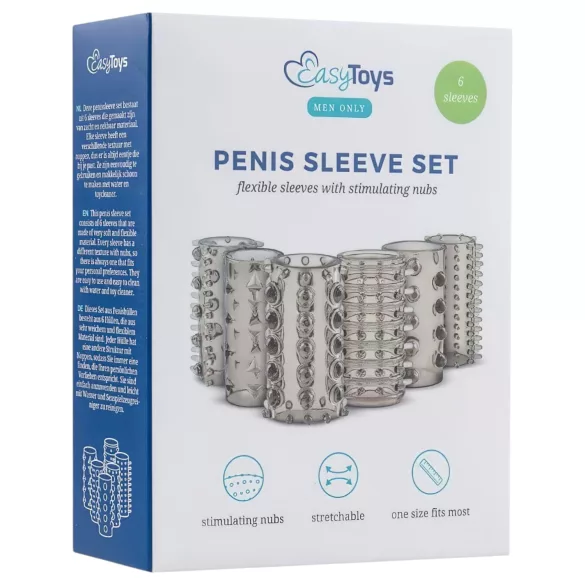 EasyToys Penis Sleeve - péniszmandzsetta szett (szürke, 6 db)