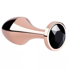Rosy Gold Butt Plug - fekete köves anál plug (rosegold)