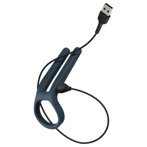 Boners - akkus péniszgyűrű és here vibrátor (kék)