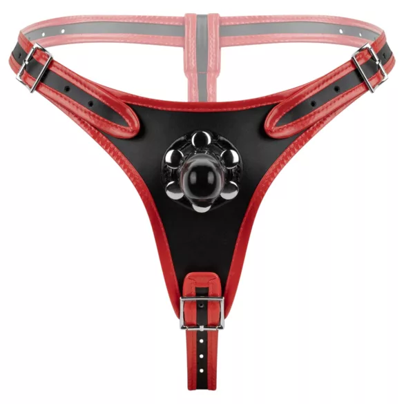 EasyToys - felcsatolható alsó tripla dildóval (fekete)