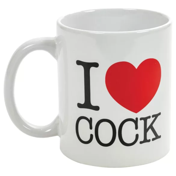 I Love Cock - bögre, erotikus ajándék (fehér)