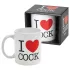 I Love Cock - bögre, erotikus ajándék (fehér)
