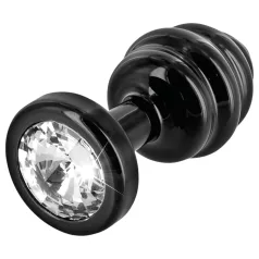 DIOGOL Anni - fekete bordázott butt plug, anál plug (3 cm)