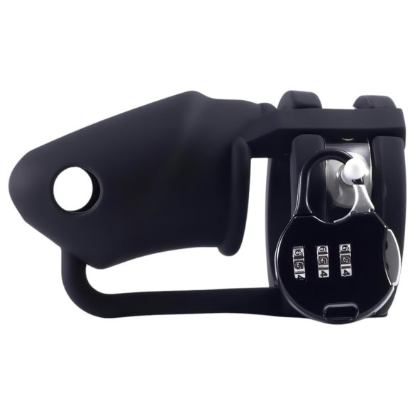 LOCK A WILLY - szilikon pénisz ketrec lakattal (fekete)